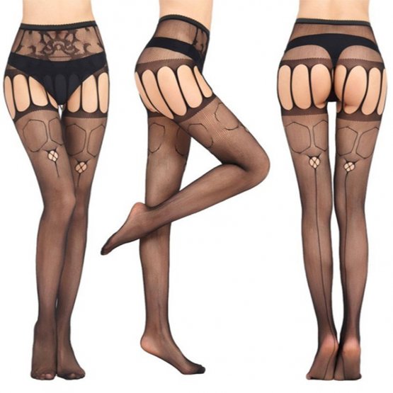 Herotik Shop - Dantel Detaylı Kendinden Jartiyerli Seksi Vücut Çorabı