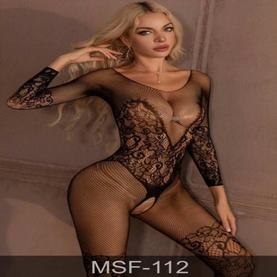 Herotik Shop - Önü Dantel İşlemeli Ağzı Açık Seksi Vücut Çorabı